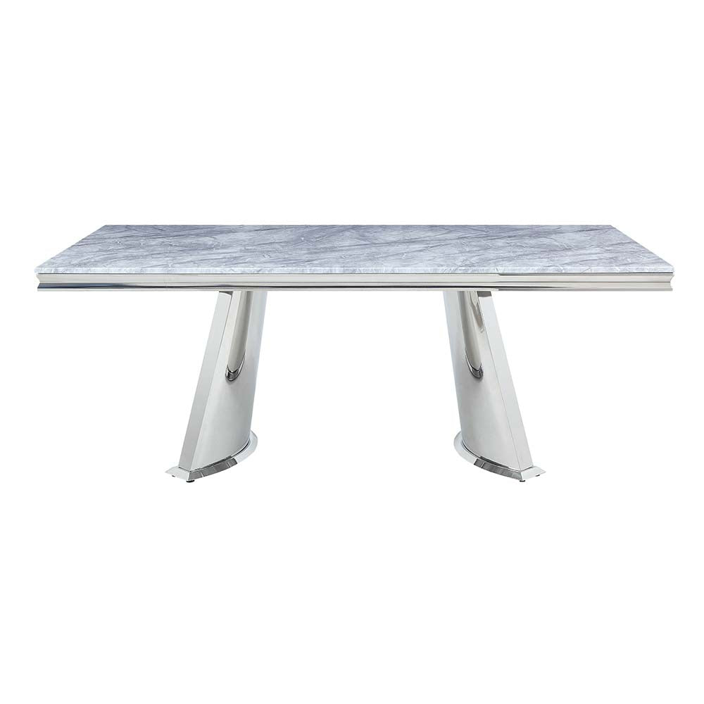 Destry Dining Table W/Engineering Stone Top & Pedestal Base
