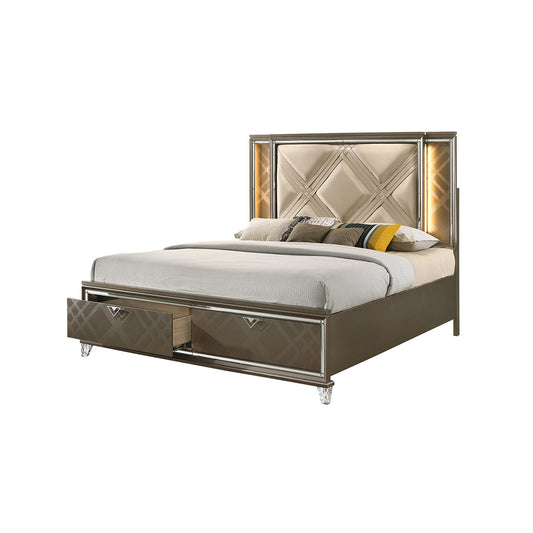 Skylar EK Bed W/Led & Storage