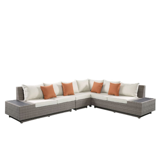 Salena Patio Sectional Sofa W/4 Pillows & Coffee Table