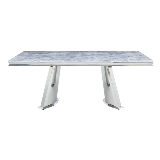 Destry Dining Table W/Engineering Stone Top & Pedestal Base